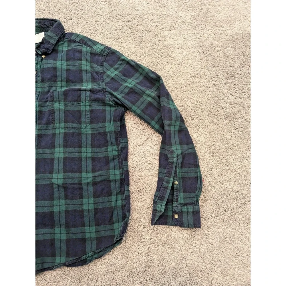 J. Crew‎ Button Up Shirt Mens Large Slim Plaid Green Long Sleeves
